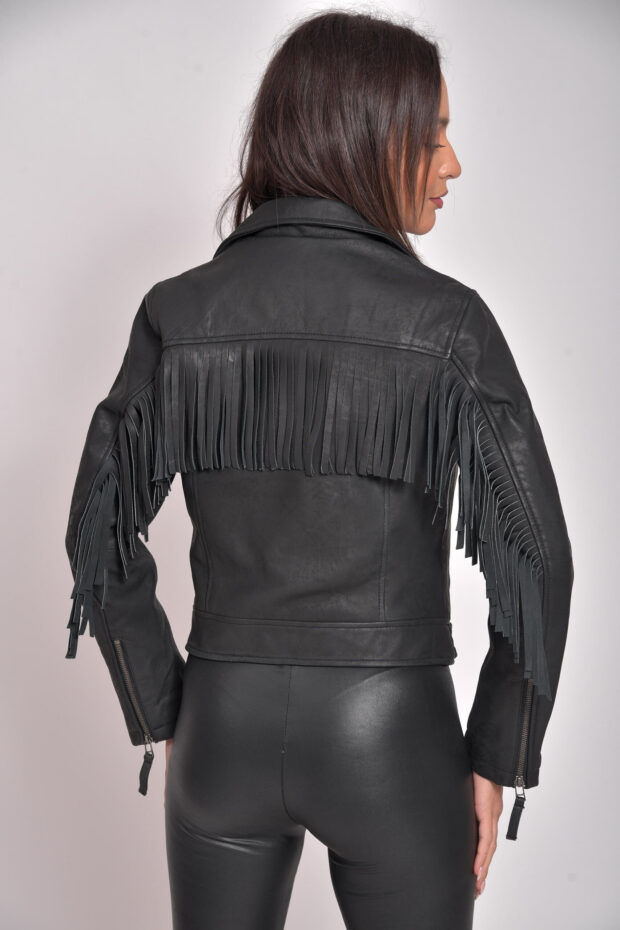 CRAZY HORSE VINTAGE SHEEP BLACK - AUTHENTIC WOMENS LEATHER BLACK JACKET