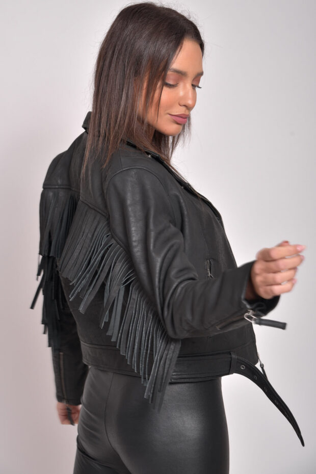 CRAZY HORSE VINTAGE SHEEP BLACK - AUTHENTIC WOMENS LEATHER BLACK JACKET