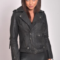 CHEROKEE VINTAGE SHEEP BLACK - AUTHENTIC WOMENS LEATHER BLACK JACKET