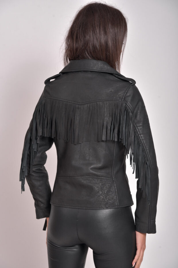 CHEROKEE VINTAGE SHEEP BLACK - AUTHENTIC WOMENS LEATHER BLACK JACKET