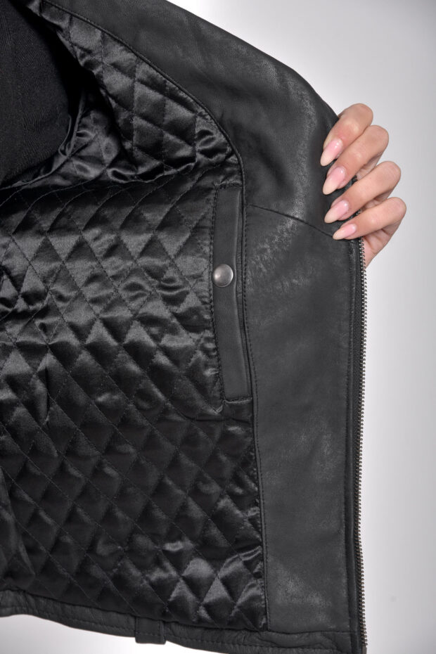 CHEROKEE VINTAGE SHEEP BLACK - AUTHENTIC WOMENS LEATHER BLACK JACKET