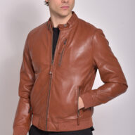 ECHO SHEEP COGNAC - AUTHENTIC MENS COGNAC LEATHER JACKET
