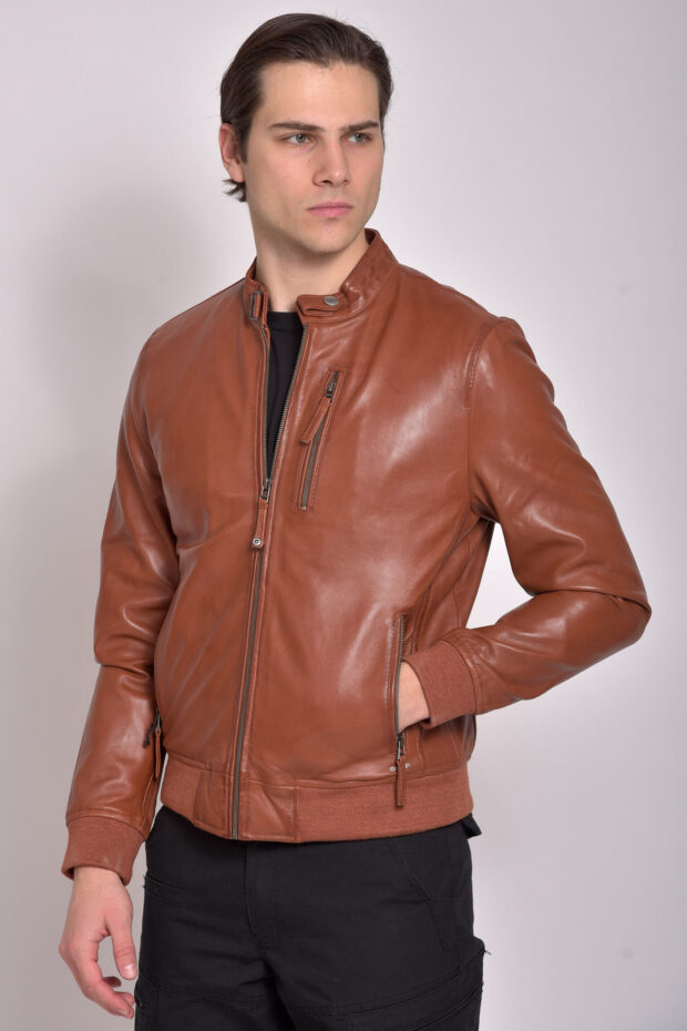 ECHO SHEEP COGNAC - AUTHENTIC MENS COGNAC LEATHER JACKET