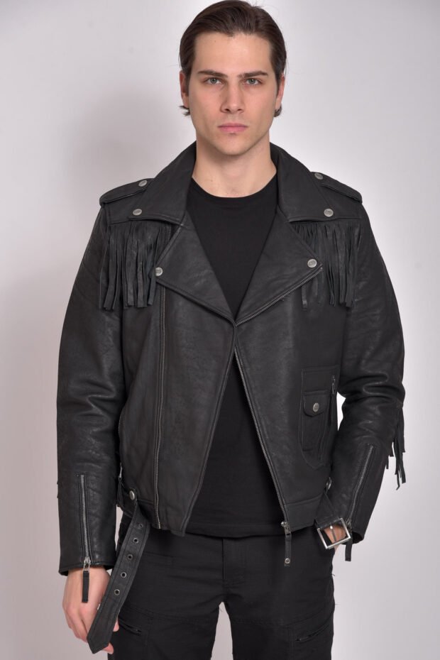NAVAJO VINTAGE SHEEP BLACK - AUTHENTIC MENS BLACK LEATHER JACKET