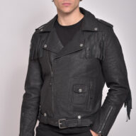NAVAJO VINTAGE SHEEP BLACK - AUTHENTIC MENS BLACK LEATHER JACKET