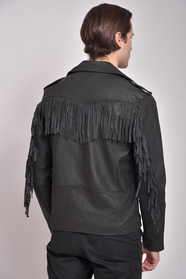 NAVAJO VINTAGE SHEEP BLACK - AUTHENTIC MENS BLACK LEATHER JACKET