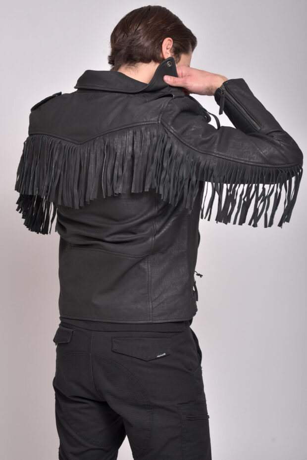 NAVAJO VINTAGE SHEEP BLACK - AUTHENTIC MENS BLACK LEATHER JACKET