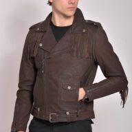 NAVAJO VINTAGE SHEEP BROWN - AUTHENTIC MENS BROWN LEATHER JACKET