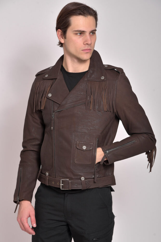 NAVAJO VINTAGE SHEEP BROWN - AUTHENTIC MENS BROWN LEATHER JACKET