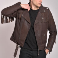 NAVAJO VINTAGE SHEEP BROWN - AUTHENTIC MENS BROWN LEATHER JACKET