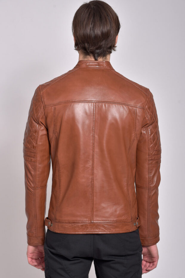 BRAVO SHEEP COGNAC - AUTHENTIC COGNAC MENS LEATHER JACKET