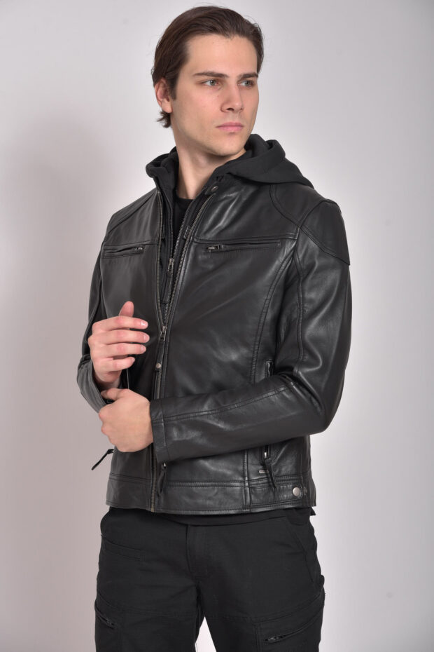 KAPPA SHEEP BLACK - AUTHENTIC MENS BLACK LEATHER JACKET