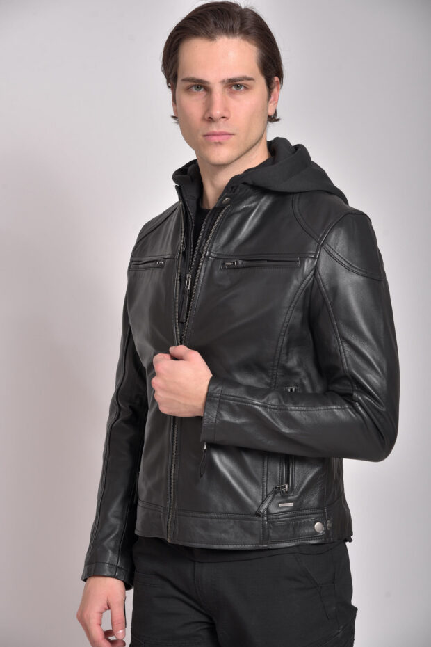 KAPPA SHEEP BLACK - AUTHENTIC MENS BLACK LEATHER JACKET