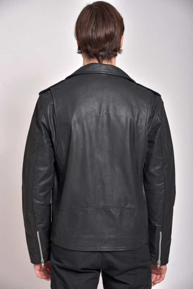 BRANDO BUFFALO BLACK - AUTHENTIC MENS BLACK LEATHER JACKET