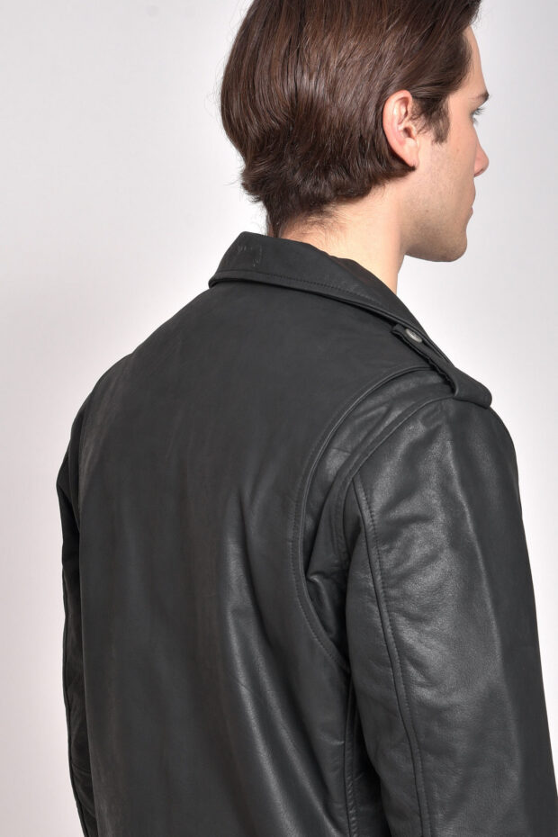 BRANDO BUFFALO BLACK - AUTHENTIC MENS BLACK LEATHER JACKET