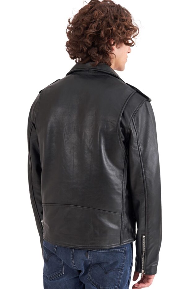 BRANDO SHEEP BLACK - AUTHENTIC MENS BLACK LEATHER JACKET