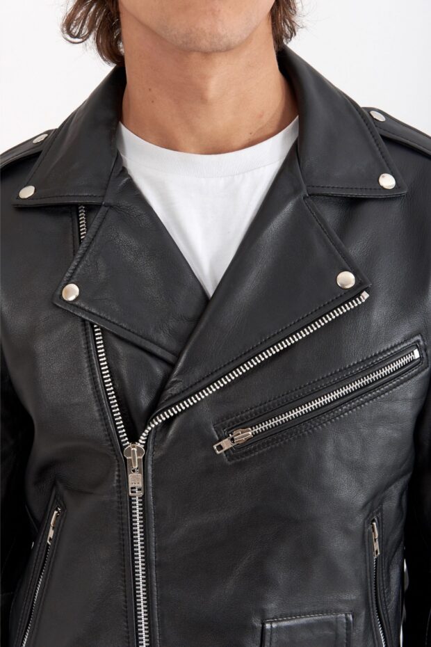 BRANDO SHEEP BLACK - AUTHENTIC MENS BLACK LEATHER JACKET