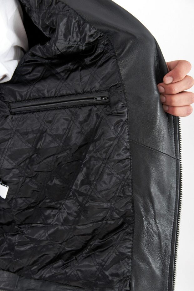 BRANDO SHEEP BLACK - AUTHENTIC MENS BLACK LEATHER JACKET