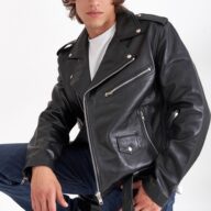 BRANDO SHEEP BLACK - AUTHENTIC MENS BLACK LEATHER JACKET
