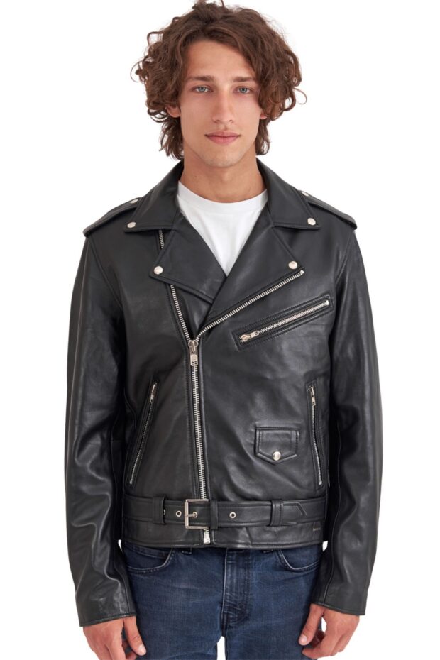 BRANDO SHEEP BLACK - AUTHENTIC MENS BLACK LEATHER JACKET