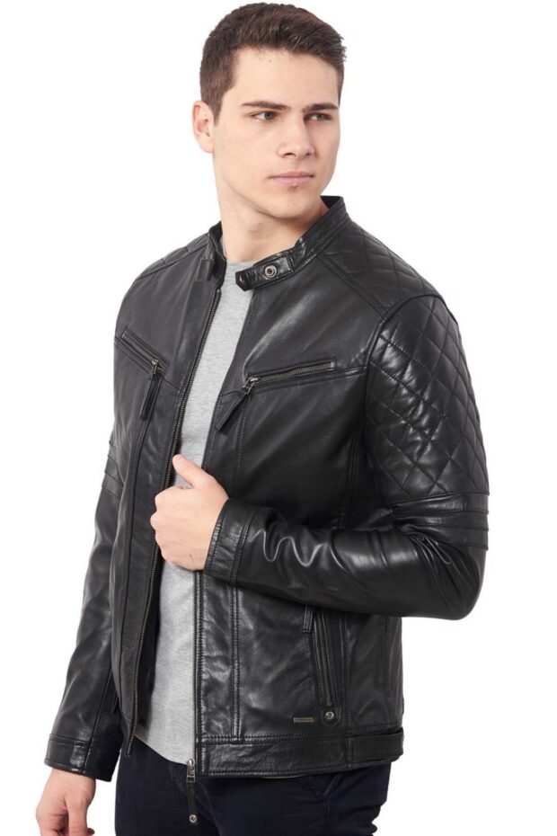 BRAVO SHEEP BLACK - AUTHENTIC MENS BLACK LEATHER JACKET