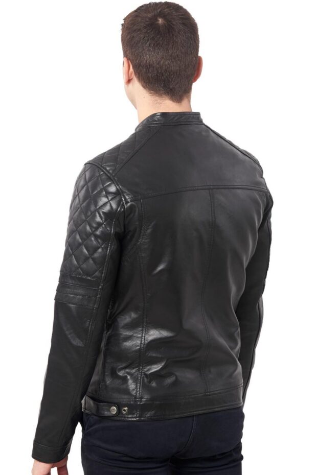 BRAVO SHEEP BLACK - AUTHENTIC MENS BLACK  LEATHER JACKET