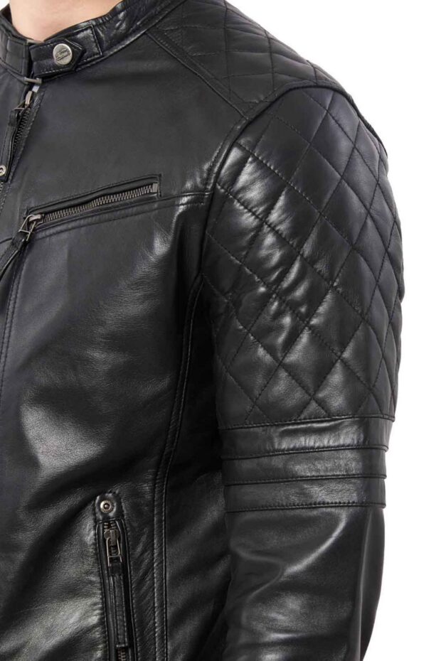 BRAVO SHEEP BLACK - AUTHENTIC MENS BLACK  LEATHER JACKET
