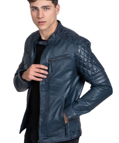 BRAVO SHEEP BLUE - AUTHENTIC MENS BLUE LEATHER JACKET