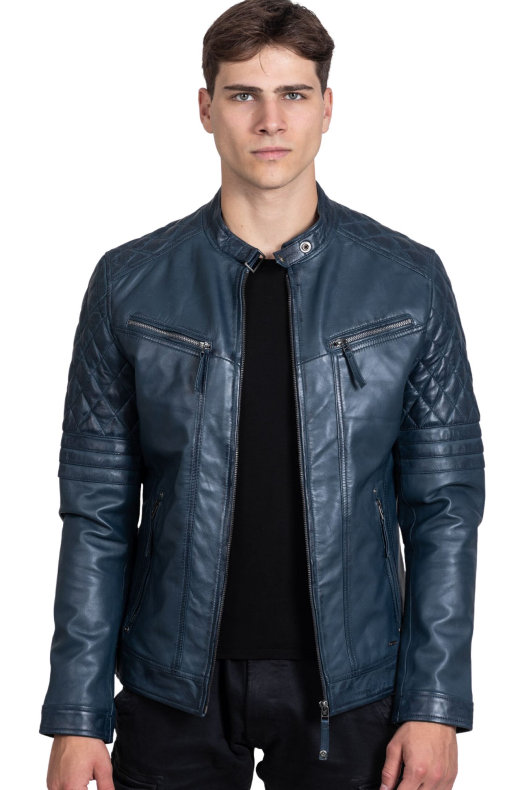 BRAVO SHEEP BLUE - AUTHENTIC MENS BLUE LEATHER JACKET