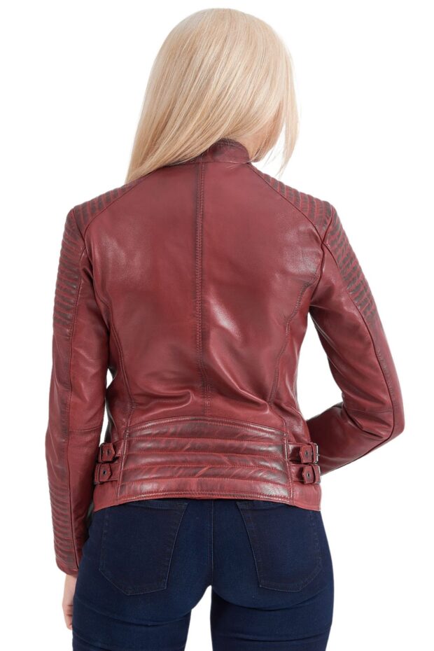 CALYPSO SHEEP RED - AUTHENTIC WOMENS RED LEATHER JACKET