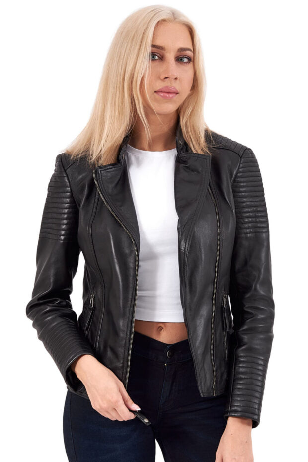 CALYPSO SHEEP BLACK - AUTHENTIC WOMENS BLACK LEATHER JACKET