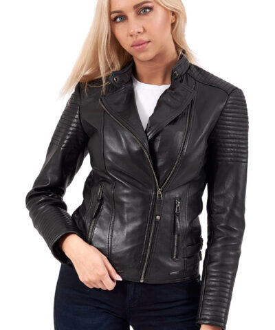CALYPSO SHEEP BLACK - AUTHENTIC WOMENS BLACK LEATHER JACKET