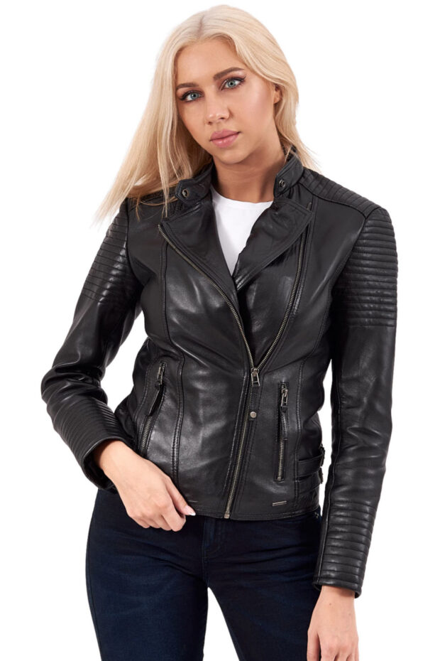 CALYPSO SHEEP BLACK - AUTHENTIC WOMENS BLACK LEATHER JACKET