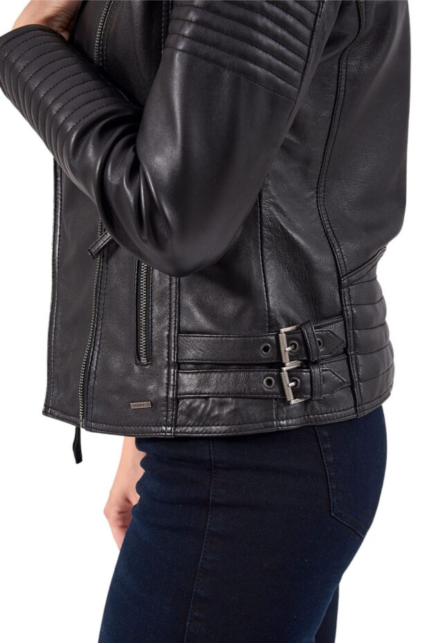 CALYPSO SHEEP BLACK - AUTHENTIC WOMENS BLACK LEATHER JACKET