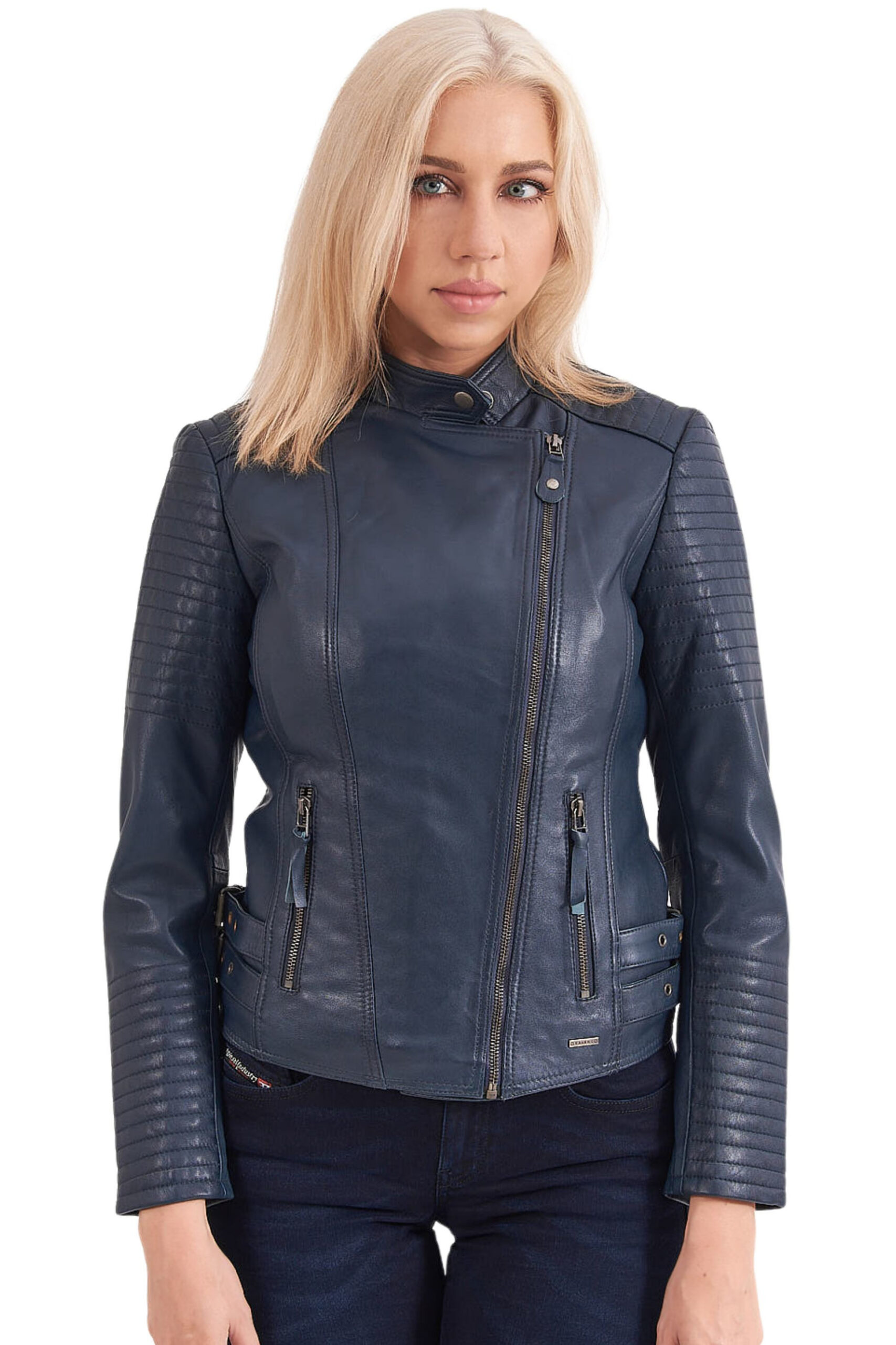 CALYPSO SHEEP BLUE - AUTHENTIC WOMENS BLUE LEATHER JACKET
