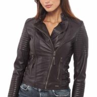 CALYPSO SHEEP BROWN - AUTHENTIC WOMENS BROWN LEATHER JACKET