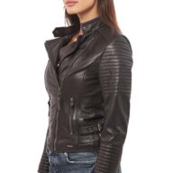 CALYPSO SHEEP BROWN - AUTHENTIC WOMENS BROWN LEATHER JACKET