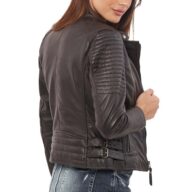 CALYPSO SHEEP BROWN - AUTHENTIC WOMENS BROWN LEATHER JACKET