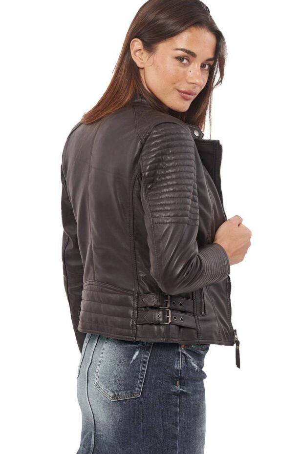 CALYPSO SHEEP BROWN - AUTHENTIC WOMENS BROWN LEATHER JACKET