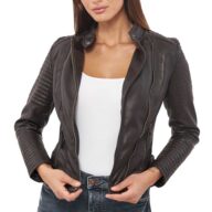 CALYPSO SHEEP BROWN - AUTHENTIC WOMENS BROWN LEATHER JACKET