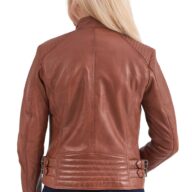 CALYPSO SHEEP COGNAC - AUTHENTIC WOMENS COGNAC LEATHER JACKET