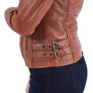 CALYPSO SHEEP COGNAC - AUTHENTIC WOMENS COGNAC LEATHER JACKET