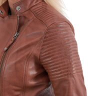 CALYPSO SHEEP COGNAC - AUTHENTIC WOMENS COGNAC LEATHER JACKET