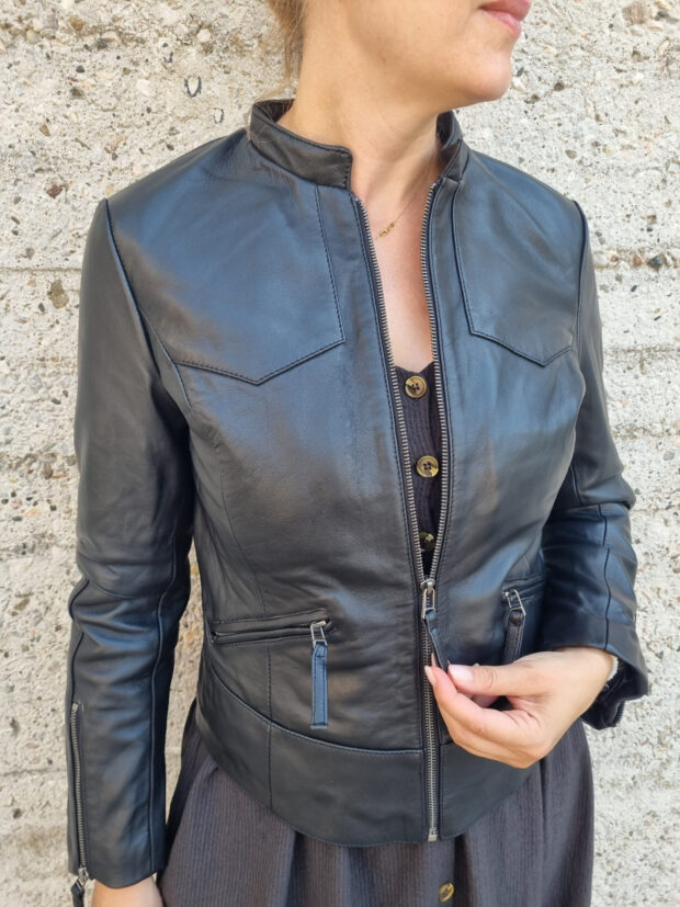 CASSANDRA SHEEP BLACK - AUTHENTIC WOMENS LEATHER JACKET