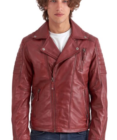 CHARLIE SHEEP RED - AUTHENTIC MENS RED LEATHER JACKET