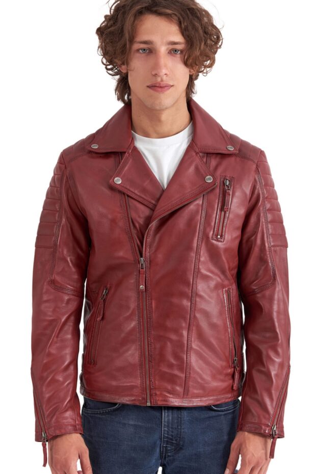 CHARLIE SHEEP RED - AUTHENTIC MENS RED LEATHER JACKET