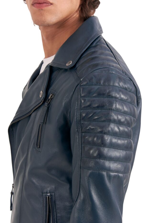 CHARLIE SHEEP BLUE - AUTHENTIC MENS BLUE LEATHER JACKET