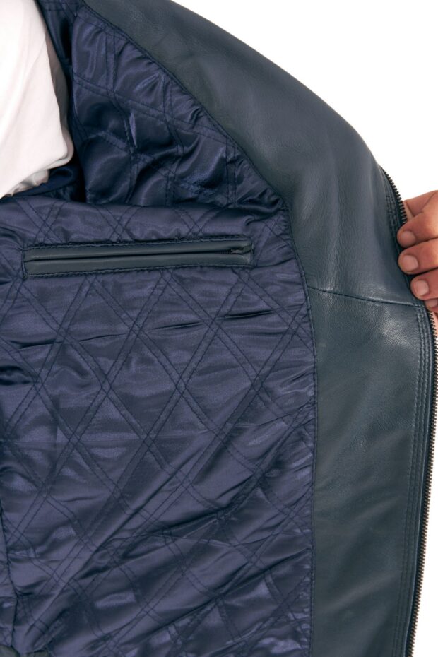 CHARLIE SHEEP BLUE - AUTHENTIC MENS BLUE LEATHER JACKET
