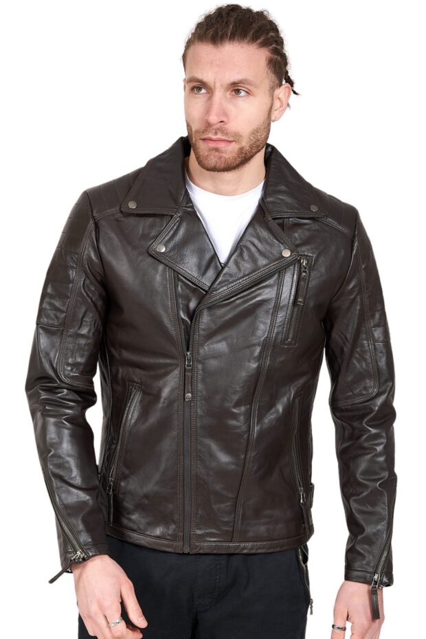 CHARLIE SHEEP BROWN - AUTHENTIC MENS BROWN LEATHER JACKET
