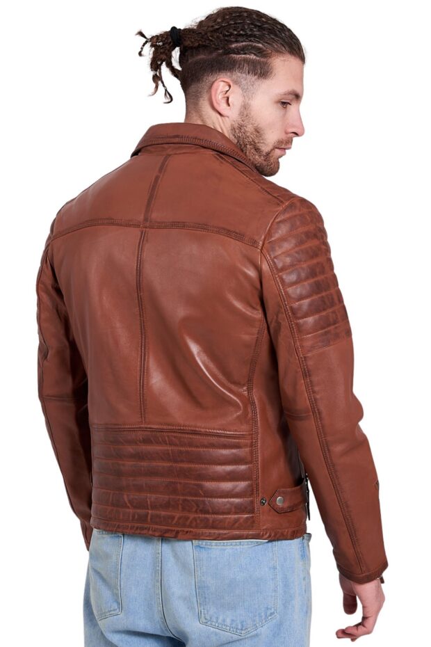 CHARLIE SHEEP COGNAC - AUTHENTIC MENS COGNAC LEATHER JACKET